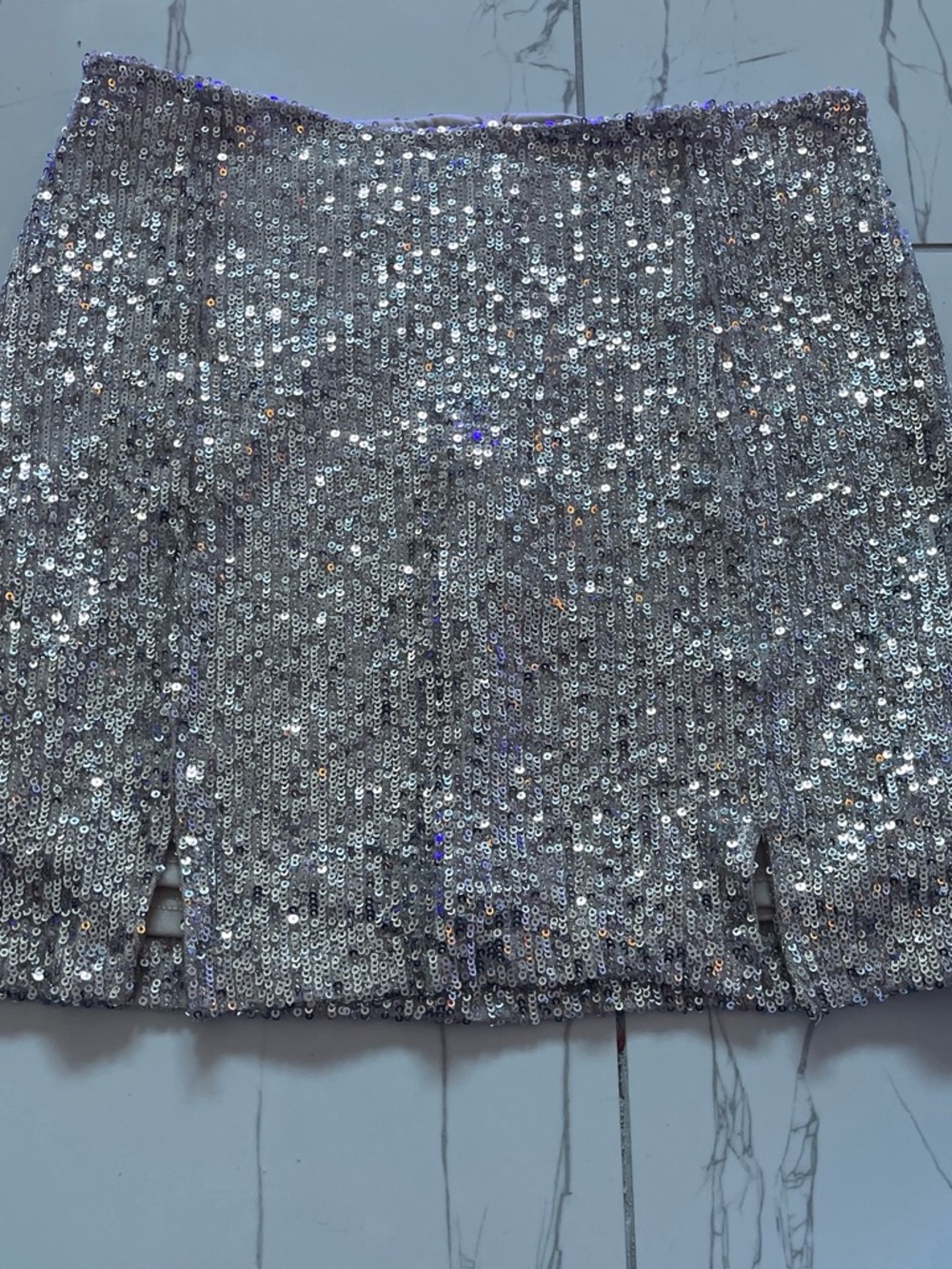 love on a hanger Silver Sequin Mini Skirt
